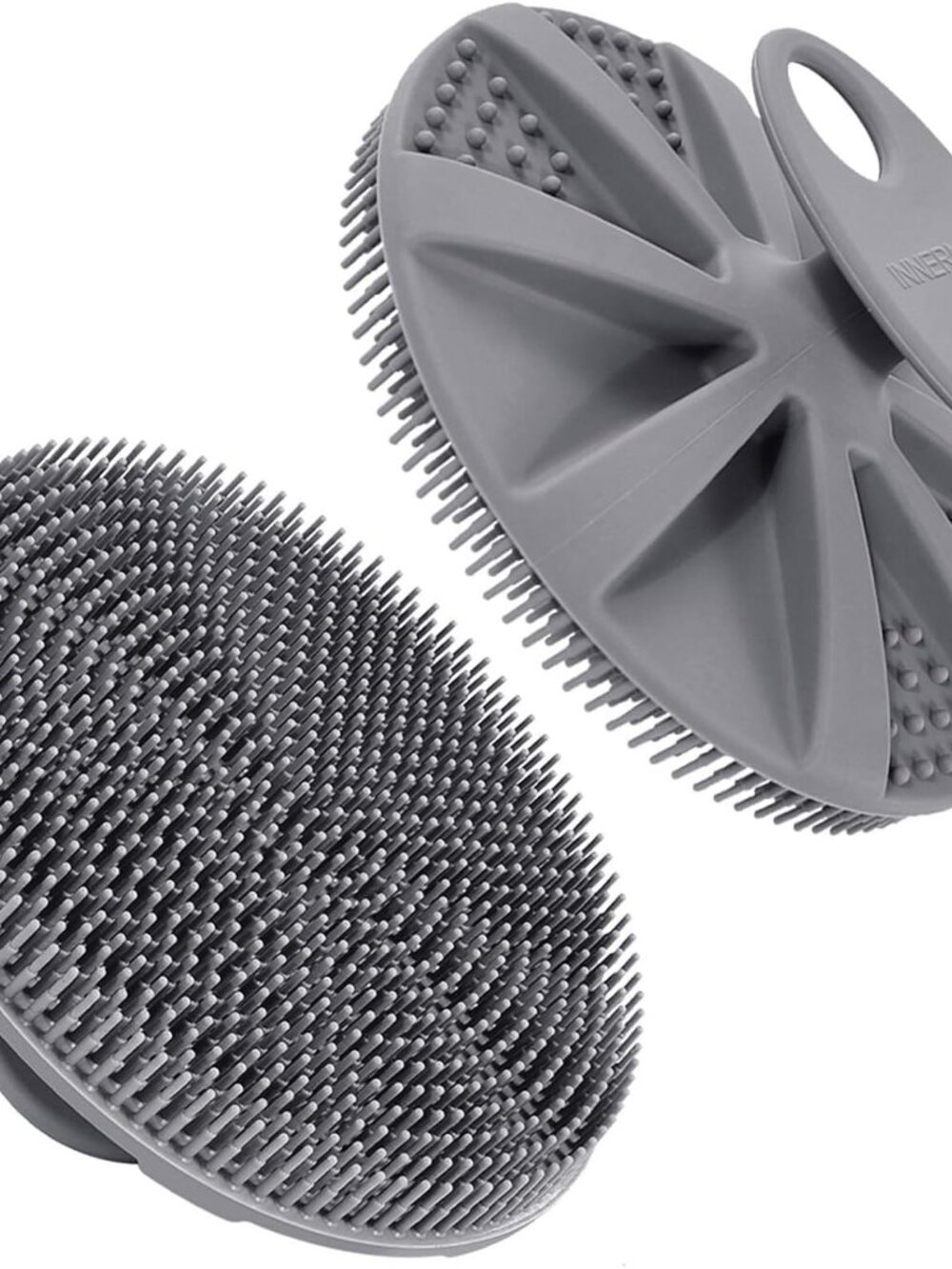 Food-Grade Soft Silicone Body Scrubber Shower Brush, Gray